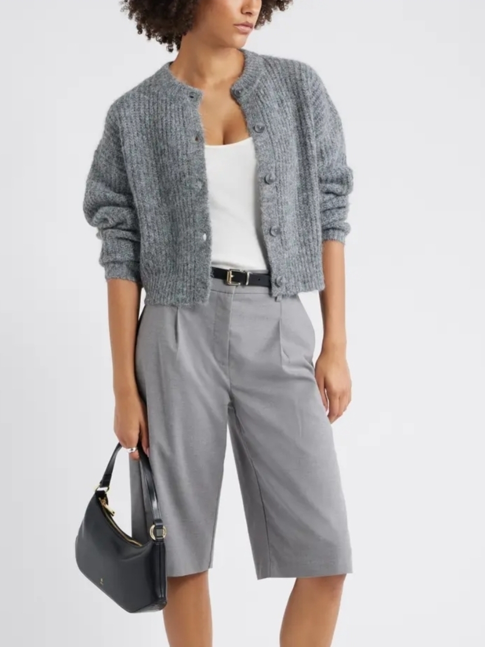 Open Edit  Grey Tailored Bermuda Shorts